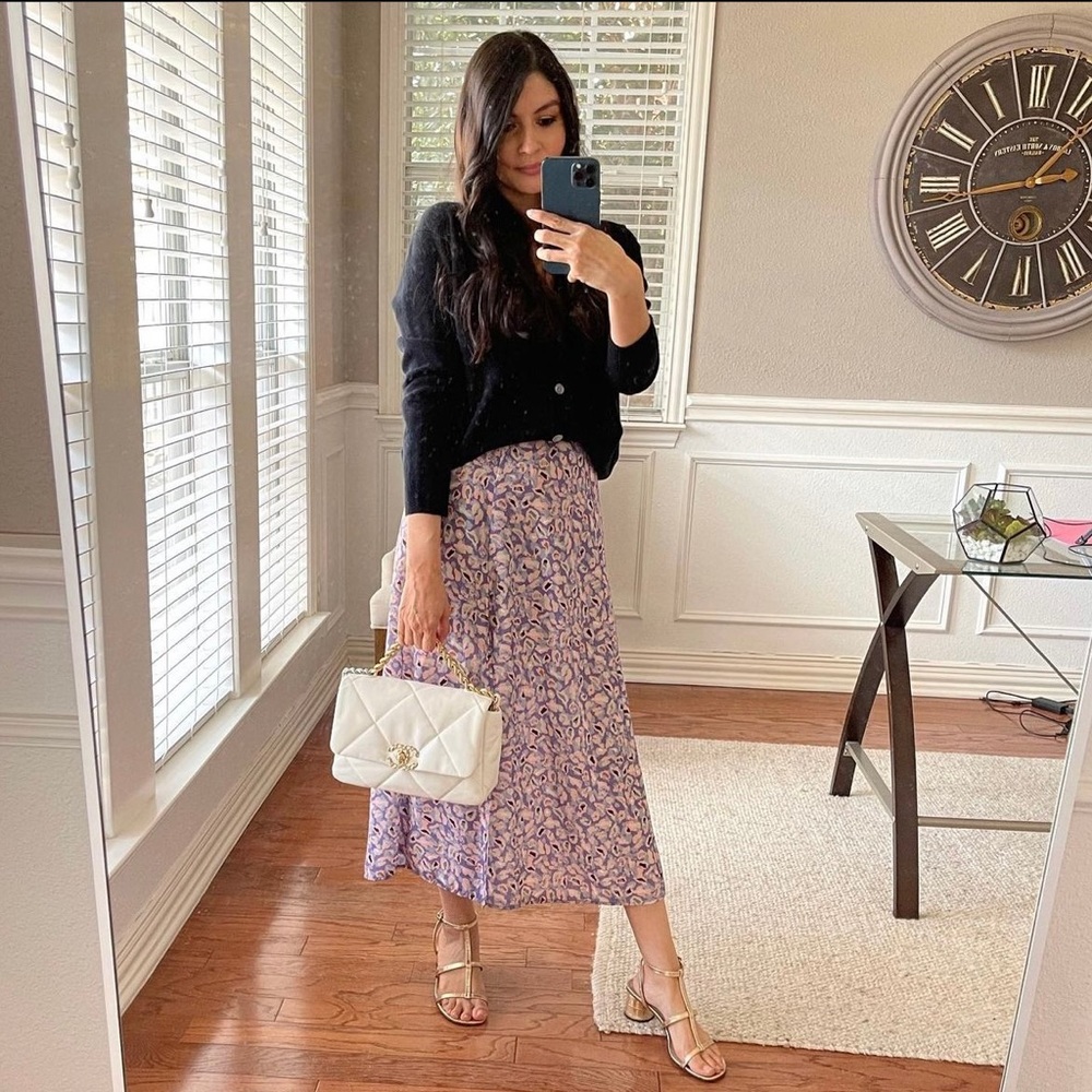 Endless Summer floral midi skirt with front side slit